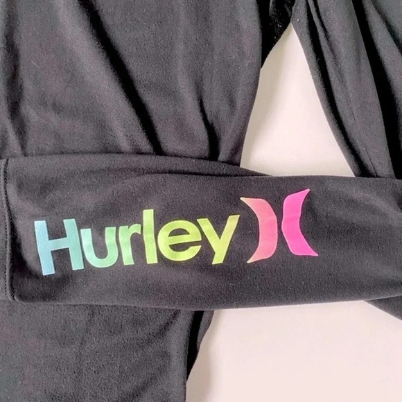 Hurley Girl’s Cropped Leggings with Pastel Logo Size Large 12/14 - Picture 3 of 4